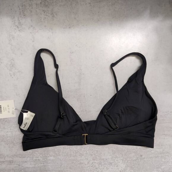 NWT Andie Tahiti Top Black Adjustable Straps Metal Hardware V Neck Bikini L - Picture 3 of 9